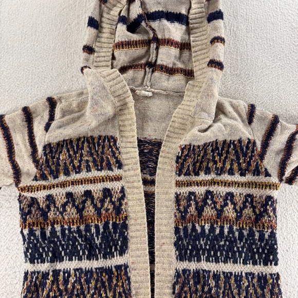 Hem & Thread Cardigan Sweater Womens Small Multi Chunky Knit Hooded Warm Wear - Picture 3 of 8